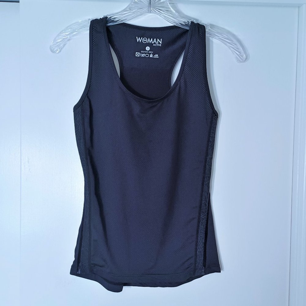 WOMAN Active black golf tennis running racer back tank top